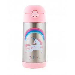 Stephen Joseph Unicorn Water Bottle - Stainless Steel - Pink & Silver - 11.8 ounces