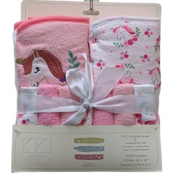 Baby Girl  Hooded Towel & Washcloth by Baby Element