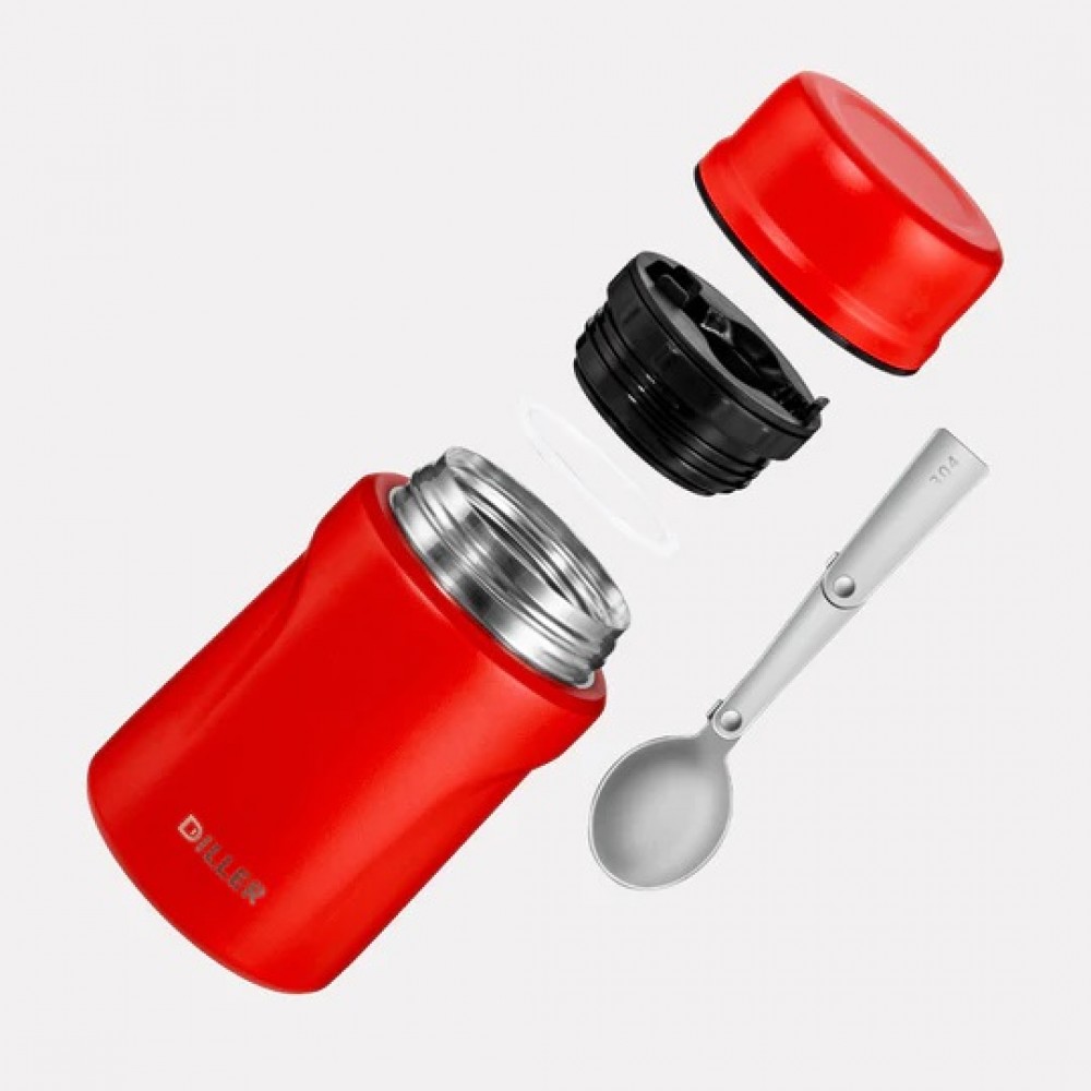 Diller's Vacuum Stainless Steel Kids Food Flask with Spoon (450ml) -  Helipcoter White, Maysharp Babies & Kids