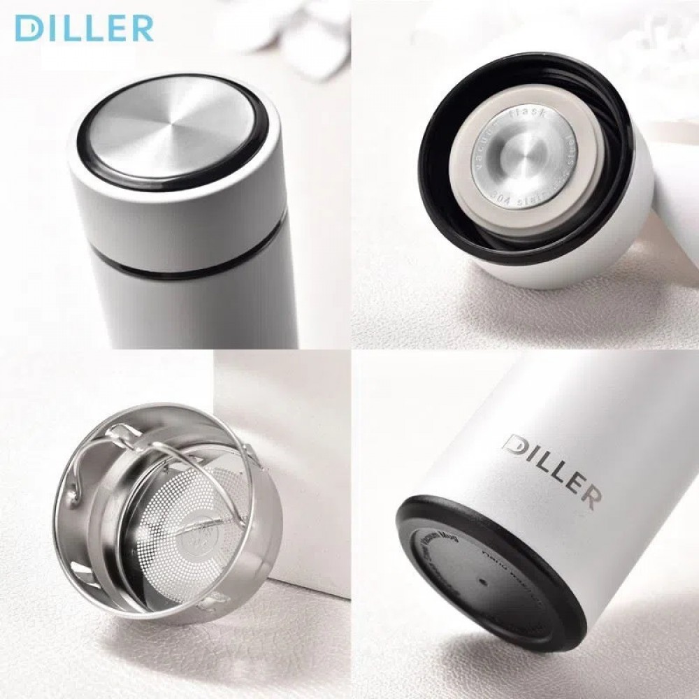 Diller's Vacuum Stainless Steel Kids Food Flask with Spoon (450ml) -  Helipcoter White, Maysharp Babies & Kids