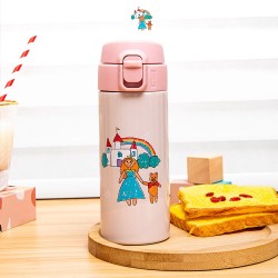 Diller's  Stainless Steel Kids Thermos Bottle (350ml) - Castle Pink