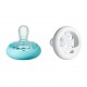 Tommee Tippee Breast-like Pacifier Soother 2-Pack: 0-6 months - White & Ice Blue