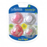 Dr. Brown's 4 Pk Day & Night Pacifiers - Pink (0-6M)