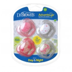 Dr. Brown's 4 Pk Day & Night Pacifiers - Pink (0-6M)