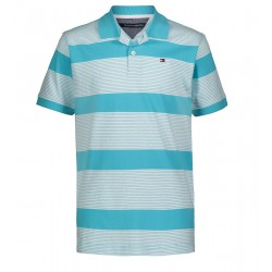 Tommy Hilfiger End on End Stripe Polo Shirt - Blue Curacao