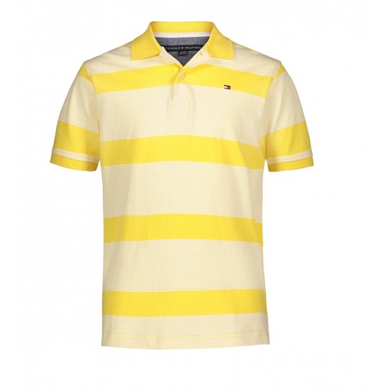 Tommy Hilfiger End on End Stripe Polo Shirt -  Gold