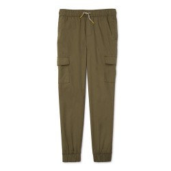 Seven Oaks Boys GREEN Stretch Poplin Cargo Jogger: Sizes 4-16