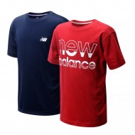 New Balance Boys 2 Pack Logo Graphic T-Shirts Red/B