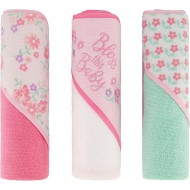 Buttons & Stitches Baby Girl 3 Pack Hooded Towels in Bless This Baby Print