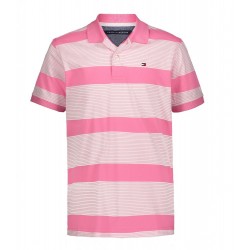 Tommy Hilfiger End on End Stripe Polo Shirt - Carnation