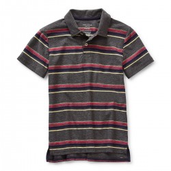 Arizona Boys Short Sleeve Polo Shirt  - Multi Grey Stripe