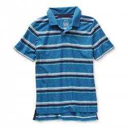 Arizona Boys Short Sleeve Polo Shirt  - Dark Blue Stripe