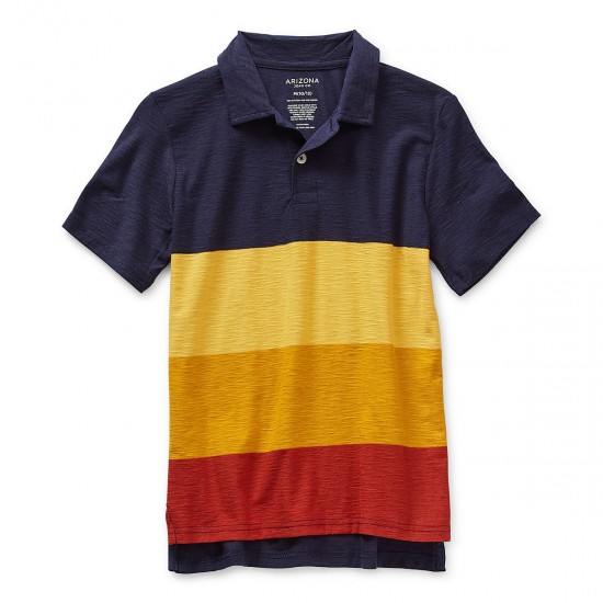 Arizona Boys Short Sleeve Polo Shirt  - NAVY MULTI