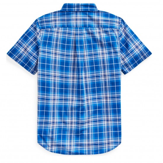 Ralph Lauren Plaid Cotton Poplin Shirt - Blue Multi