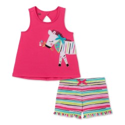 Kids Headquarters  Toddler Girls Zebra Tank Top & Striped Shorts Set