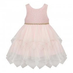 Toddler Girls Brocade Jeweled Dress -Pink-  AMERICAN PRINCESS