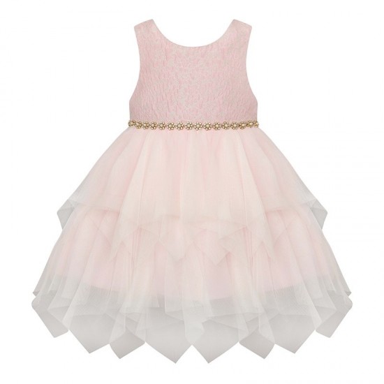 Toddler Girls Brocade Jeweled Dress -Pink-  AMERICAN PRINCESS