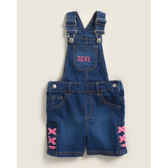 DKNY (Toddler Girls) Lace-Up Overalls