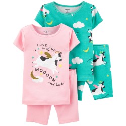 Carter's 4-Piece 100% Snug Fit Cotton PJs - Moon & Back - Toddler Girls 