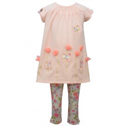 Bonnie Jean Toddler Girls 2T-4T Butterfly/Flower Tunic Top & Floral Leggings Set