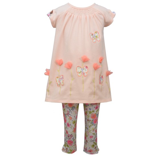 Bonnie Jean Toddler Girls 2T-4T Butterfly/Flower Tunic Top & Floral Leggings Set