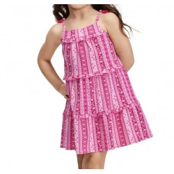 Toddler Girls Floral Striped Tiered Dress