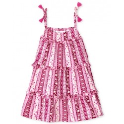 Toddler Girls Floral Striped Tiered Dress Toddler Girls Floral Striped Tiered Dress