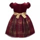 Bonnie Jean Velvet Plaid Taffeta Dress - Toddler Girl - WINE