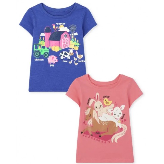 Toddler Girls Animal Graphic Tee 2-Pack