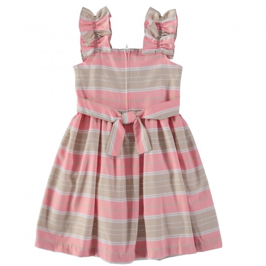 Bonnie Jean Girls Ruffle Sleeve Linen Stripe Dress - Toddler 