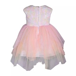 Bonnie Jean Girls Short Cap Sleeve Rainbow Mesh Dress