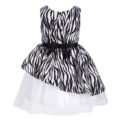 Toddler Girl  Black and White Zebra Print Special Occasion Dress 