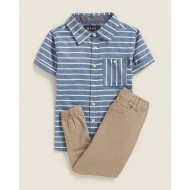   DKNY  Short Sleeve Striped Shirt & Twill Joggers Set  (Toddler Boys)