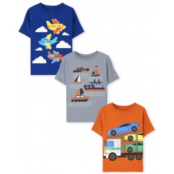 Toddler Boys Transportation Graphic Tee 3-Pack