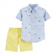 Carter's 2-Piece Shark Button-Front Shirt & Short Set