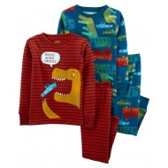 Carter's Toddler 4-Piece Dinosaur 100% Snug Fit Cotton PJs