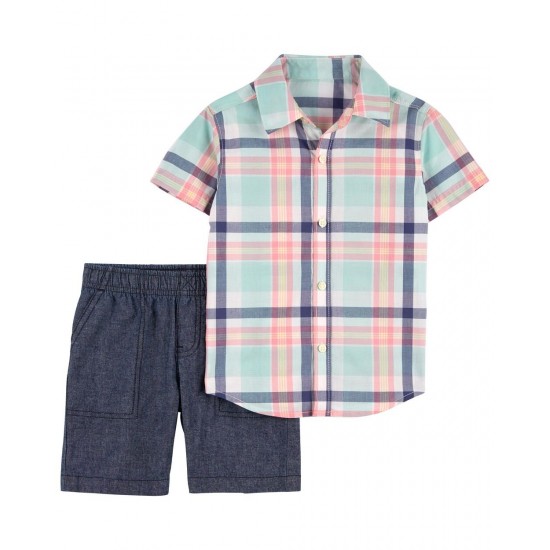 Carter's 2-Piece Plaid Button-Front Shirt & Short Set - Baby & Toddler 