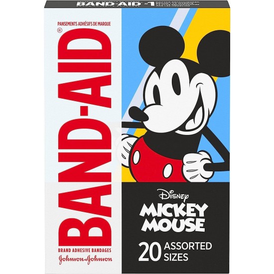 Disney's Mickey Mouse Kids and Toddlers Bandages for Minor Cuts & Scrapes: 20 Count