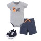 Hudson Baby 3-Piece Chillin' Popsicle Bodysuit, Short and Shoe Set in Grey