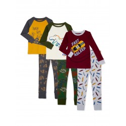 Wonder Nation Baby Boys Pajamas Set - 6-Piece - Yellow Tractor