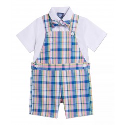 IZOD Baby Boys 3-Piece Madra Plaid Shortall Set