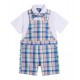 IZOD Baby Boys 3-Piece Madra Plaid Shortall Set