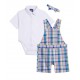 IZOD Baby Boys 3-Piece Madra Plaid Shortall Set