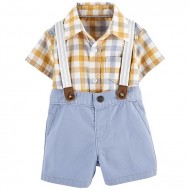 Carter's 2-Piece Gingham Bodysuit and Short Set in Yellow/Blue