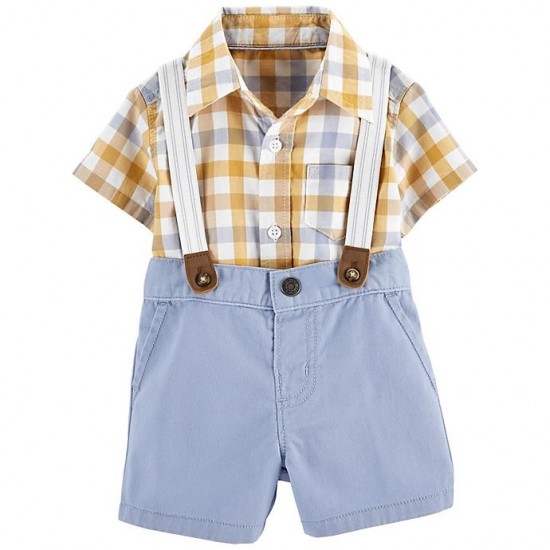 Carter's 2-Piece Gingham Bodysuit and Short Set in Yellow/Blue