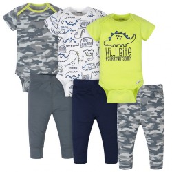 Gerber 6-Piece Baby Boys Dino Bodysuits & Pants Set