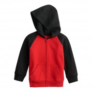 Toddler Boy  Fleece Full Zip Raglan Hoodie by Jumping Beans - Red Black 