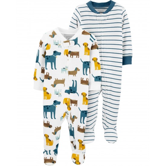 Carter's Doggy 2-Pack Cotton Zip-Up Sleep & Plays - Baby Boy 