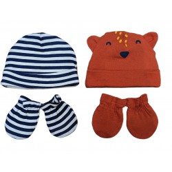 Gerber Baby Boy Tiger Caps & Mittens Set, 4 pc