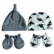 Gerber Baby Boy Dino Caps & Mittens Set- 4 pc